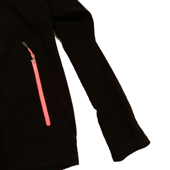 REEBOK WMNS BLK FLEECE 1/2 ZIP  ORANGE TRIM PLLOVR - Picture 4 of 6